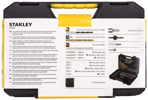 Zestaw 100 szt. wierteł, końcówek, nasadek i otwornic Stanley [STA7205-XJ]