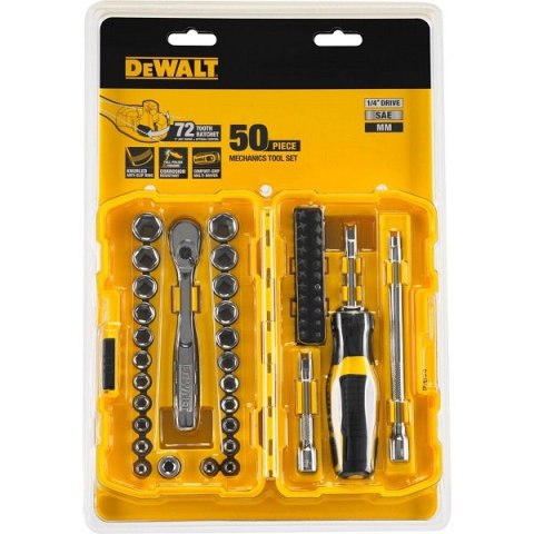 Zestaw 50 szt. nasadek i bitów z grzechotką NANO 1/4" DeWALT [DWMT81610-0]