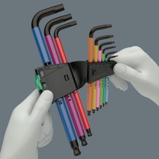Komplet 9szt. kluczy trzpieniowych z kulką do śrub imbusowych, 950/9 Hex-Plus Multicolour HF 1 Wera [05022210001] metryczne