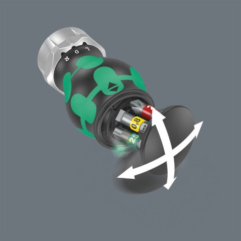 Rękojeść krótka z grzechotką i magazynkiem na 6 bitów 1/4" Kraftform Kompakt Stubby RA 2 Wera [05008884001] bity: płaskie, PH, P