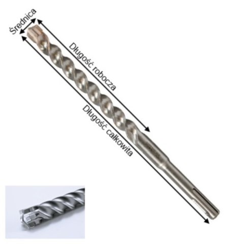 Wiertło udarowe SDS-plus, ostrze krzyżowe Nemesis II, 24-450/400mm, Makita [B-58702] do betonu zbrojonego