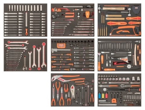 Wózek narzędziowy 9-szufladowy z wyposażeniem 357 szt. narzędzi Bahco [AUTO]