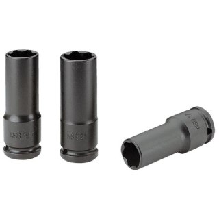 Zestaw 3 szt. nasadek udarowych 1/2", 6-kątnych długich cienkościennych, 17-19-21 mm, Facom [NSB.3]