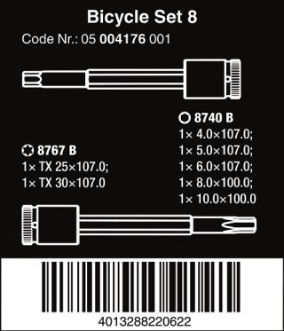 Zestaw kluczy nasadowych trzpieniowych 3/8", 7 szt., Bicycle Set 8, 2go Wera [05004176001]