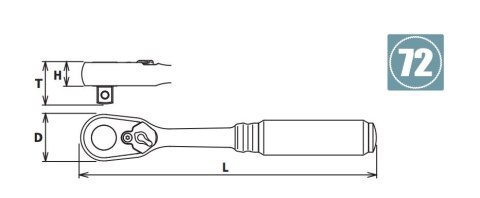 Grzechotka ręczna 3/8", 72 zęby, 178mm, KOKEN [3725Z] serii Z