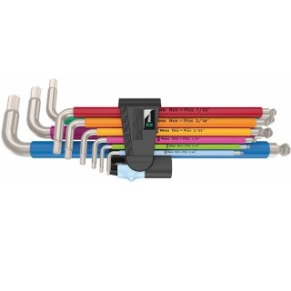 Komplet 9 kluczy trzpieniowych ze stali nierdzewnej do śrub imbusowych calowy, Hex-Plus Multicolor Imperial Stainless 1 Wera [05