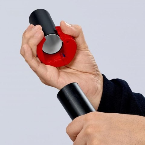 Obcinak do rur z tworzywa i tulejek uszczelniających, Knipex [90 22 10 BK] średnica cięcia od 20 do 50 mm