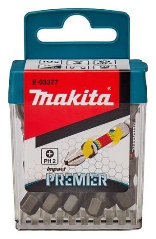 Zestaw 10 szt. magnetycznych końcówek udarowych 1/4" Philips PH2/50mm, Impact PREMIER MAKITA [E-03377]