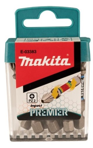 Zestaw 10 szt. magnetycznych końcówek udarowych 1/4" Pozidrive PZ2/50mm, Impact PREMIER MAKITA [E-03383]