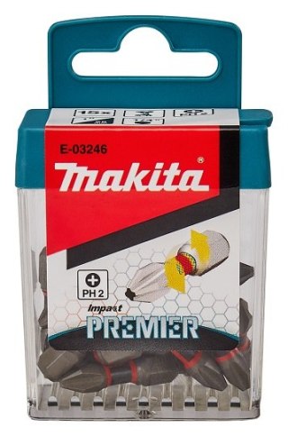 Zestaw 15 szt. końcówek udarowych 1/4" Philips PH2/25mm, Impact PREMIER MAKITA [E-03246]