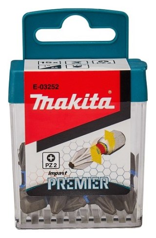 Zestaw 15 szt. końcówek udarowych 1/4" Pozidrive PZ2/25mm, Impact PREMIER MAKITA [E-03252]