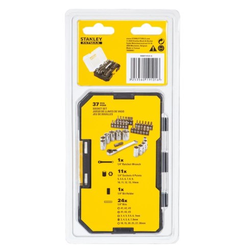 Zestaw 37 szt. nasadek i końcówek + grzechotka 1/4" Stanley FATMAX [FMMT19101-0] MODUŁ PRO-STACK S - zestaw mechaniczny