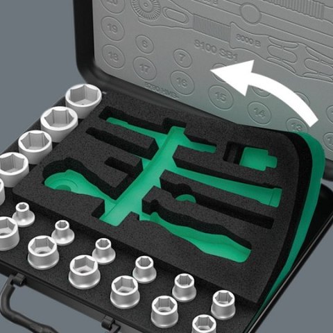 Zestaw 43 szt. kluczy nasadowych i końcówek z grzechotką Kraftform 8100 SB 2 Zyklop Speed 3/8" Wera [05003594001]