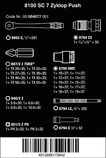Zestaw 28szt. kluczy nasadowych i bitów 1/2" 10-19mm Zyklop Metal 8100 SC 7 Wera [05004077001]