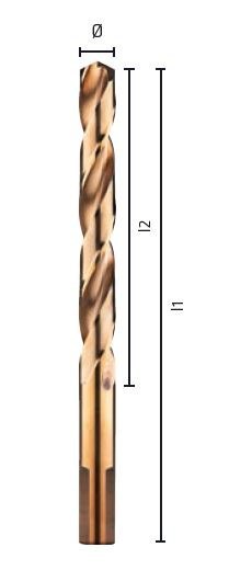 Wiertło kobaltowe do metalu HSS-Co 13,5mm, z zeszlifowanym 3 płaszczyznowym uchwytem ALPEN [0065601350100] podtoczony uchwyt 9,5