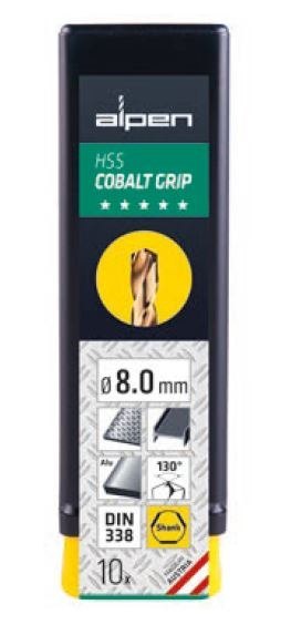 Wiertło kobaltowe do metalu HSS-Co 16,0mm, z zeszlifowanym 3 płaszczyznowym uchwytem ALPEN [0065601600100] podtoczony uchwyt 9,5