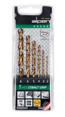 Zestaw 6szt. wierteł kobaltowych do metalu i stali nierdzewnej HSS-COBALT TM6 Alpen [0065600006100] z zeszlifowanym 3 płaszczyzn