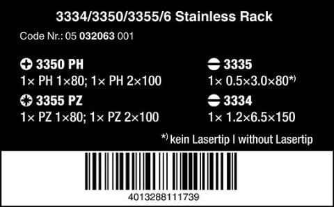 Komplet 6 szt. wkrętaków ze stali nierdzewnej, Kraftform, WERA [05032063001]