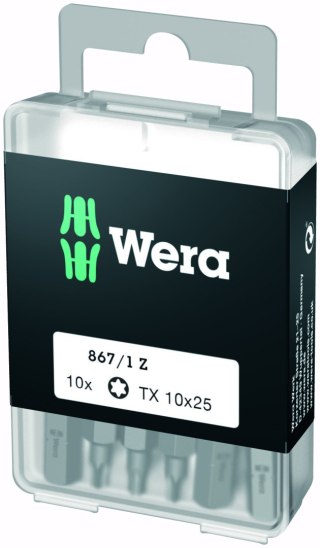 Zestaw 10szt. końcówek 1/4" do wkrętów z gniazdem TORX-Plus, rozmiar TX10/25mm, Wera [05072406001]