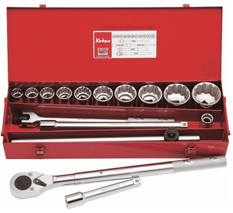 Zestaw 16 kluczy nasadowych 3/4'' i akcesoriów Koken [6201M-00]