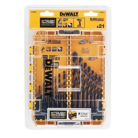 Zestaw 21 szt. wierteł do metalu, HSS-G BLACK & GOLD, DeWALT [DT70755-QZ] small Tough Case+