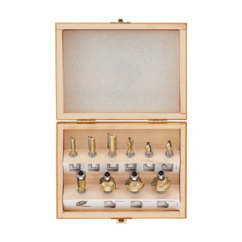 Zestaw frezów TCT/HM do frezarki górnowrzecionowej, trzpień 8 mm, 10 szt. Stanley [STA80020-XJ]