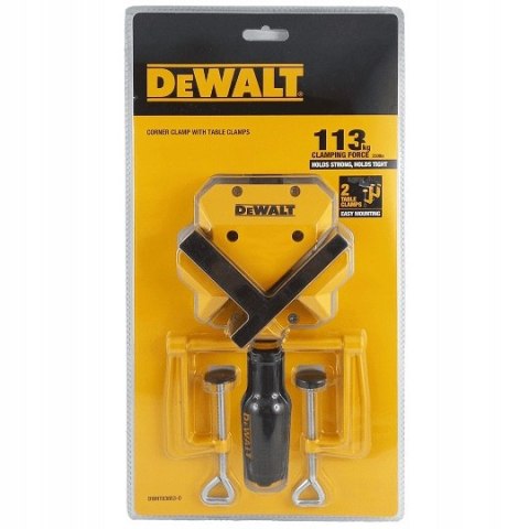 Ścisk kątowy 90°z dociskami, imadło narożne 55mm, DeWalt [DWHT83853-0]