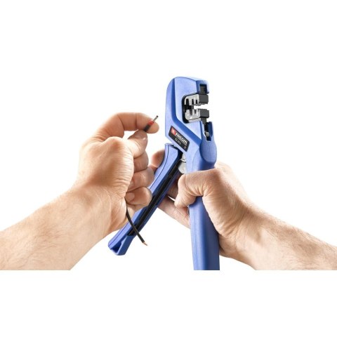 Zestaw dla elektryków firmy Facom [819810] ściągacze izolacji , praska oraz 4 matryce do zagniatania