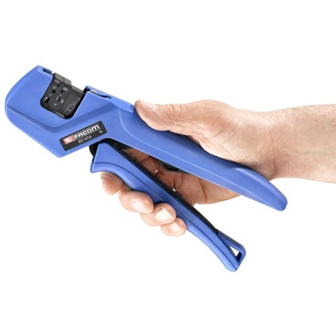 Zestaw dla elektryków firmy Facom [819810] ściągacze izolacji , praska oraz 4 matryce do zagniatania