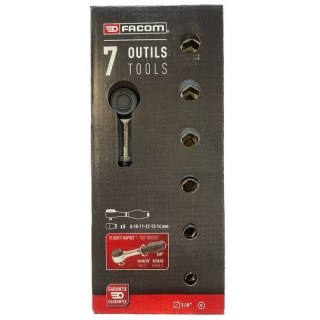 Zestaw nasadek 6-kątnych z grzechotką z uchwytem obrotowym 360°, 1/4" FACOM [R.360PACKPB]