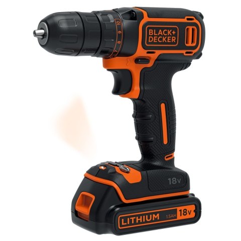 Akumulatorowa wiertarko-wkrętarka 18V Li-Ion, 1x1.5Ah Black+Decker [BDCDC18-QW]