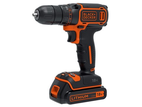 Akumulatorowa wiertarko-wkrętarka 18V Li-Ion, 1x1.5Ah Black+Decker [BDCDC18K-QW]