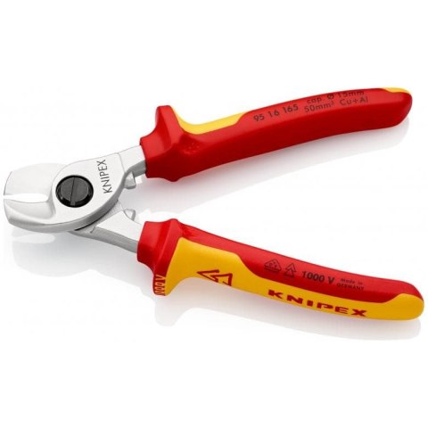 Nożyce do cięcia kabli w izolacji VDE 165mm Knipex [95 16 165] rękojeści dwukomponentowe