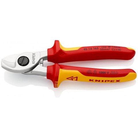 Nożyce do cięcia kabli w izolacji VDE 165mm Knipex [95 16 165] rękojeści dwukomponentowe