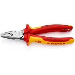 Szczypce do zagniatania tulejek kablowych w izolacji VDE 180mm Knipex [97 78 180 T] z zaczepem do asekuracji