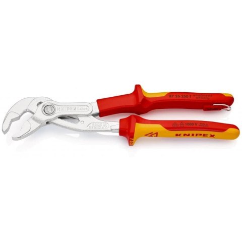 Szczypce nastawne izolowane VDE, Cobra 250mm KNIPEX [87 26 250 T] rękojeść dwukomponentowa z zaczepem do asekuracji