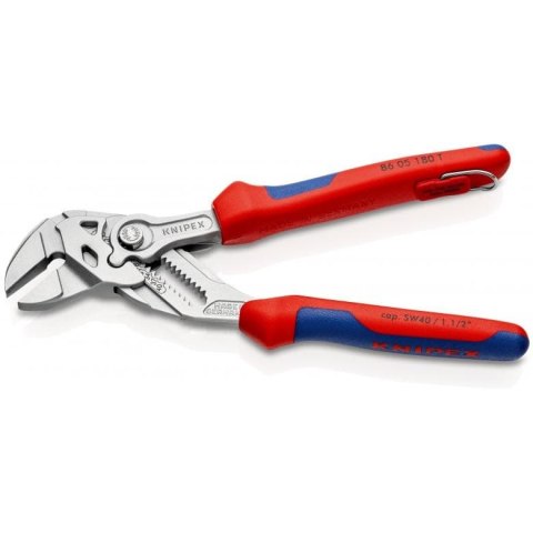 Szczypce nastawne/klucz 180mm KNIPEX [86 05 180 T] dwukomponentowe rękojeści z zaczepem do asekuracji