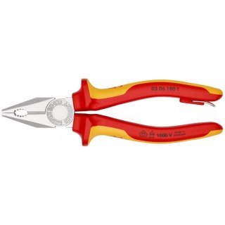 Szczypce uniwersalne, kombinerki w izolacji VDE 180mm Knipex [03 06 180 T] z zaczepem do asekuracji