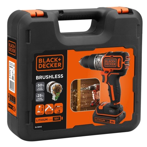 Wiertarko-wkrętarka akumulatorowa z udarem Black+Decker [BL188KB-QW] 18V Li-Ion 2x1,5Ah