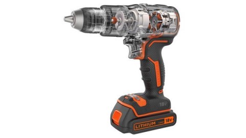 Wiertarko-wkrętarka akumulatorowa z udarem Black+Decker [BL188KB-QW] 18V Li-Ion 2x1,5Ah