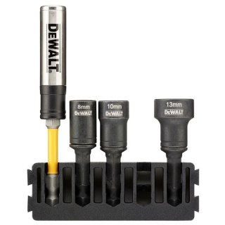 Zestaw 3szt. udarowych końcówek nasadowych z trzpieniem 1/4" do śrub 8/10/13mm + magnetyczny uchwyt do bitów, EXTREME, DeWALT [