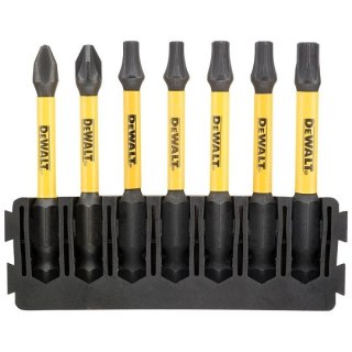 Zestaw 7szt. końcówek udarowych 1/4", Phillips/Pozidriv/Torx/57mm, EXTREME FLEX TORQ, DeWALT [DT70820-QZ] Tough Case+