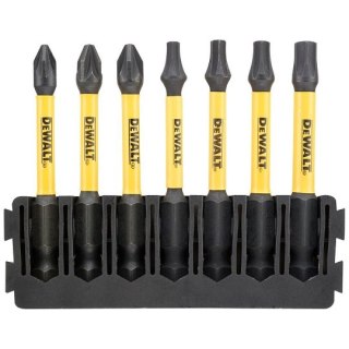 Zestaw 7szt. końcówek udarowych 1/4", Pozidriv/Torx/57mm, EXTREME FLEX TORQ, DeWALT [DT70823-QZ] Tough Case+