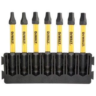 Zestaw 7szt. końcówek udarowych 1/4" do śrub kwadratowych SQ/57mm, EXTREME FLEX TORQ, DeWALT [DT70824-QZ] Tough Case+