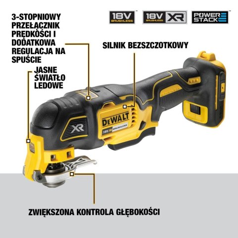 Akumulatorowe narzędzie wielofunkcyjne 18V Li-Ion 1x1,7Ah POWERSTACK, DeWalt [DCS356E1T-XJ] 32 akcesoria