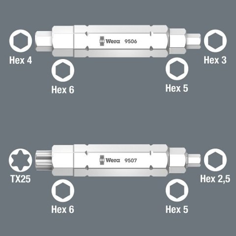 Dźwignie / łyżki do opon rowerowych z 2 szt. końcówek 4 w1, Bicycle Set 15, Wera [05004182001]