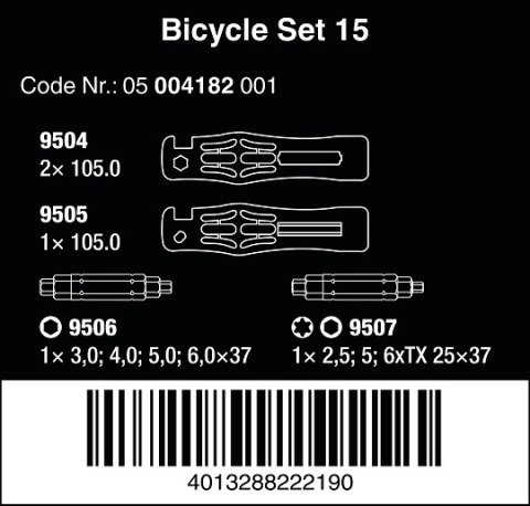 Dźwignie / łyżki do opon rowerowych z 2 szt. końcówek 4 w1, Bicycle Set 15, Wera [05004182001]