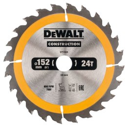 Piła tarczowa do cięcia drewna 152/20/2,5mm, 24 zęby, CONSTRUCTION DeWALT [DT1930-QZ]