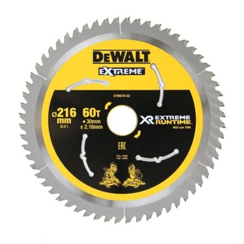 Piła tarczowa do cięcia drewna 216/30/2,16mm, 60 zębów, XR EXTREME RUNTIME DEWALT [DT99570-QZ]