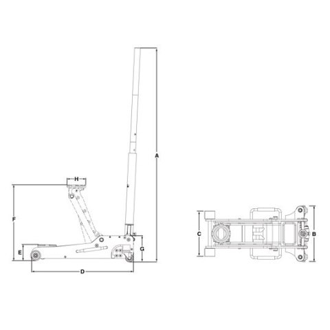 Podnośnik samochodowy wózkowy z aluminium, typu żaba, 2,5 tony, BAHCO [BH1A2500A]